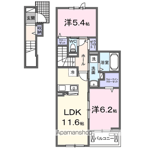 メゾン・ド・リュミエールⅢ(2LDK/2階)の間取り写真