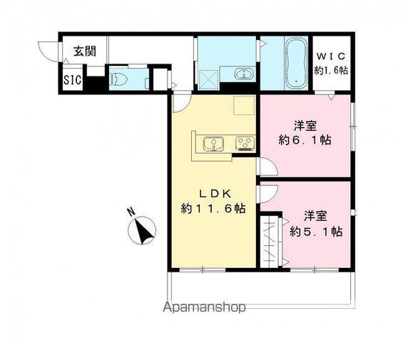 フィカーサ柏の葉(2LDK/2階)の間取り写真