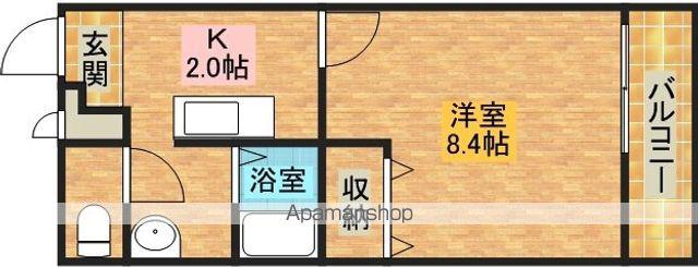 フロランス東助松(1K/1階)の間取り写真