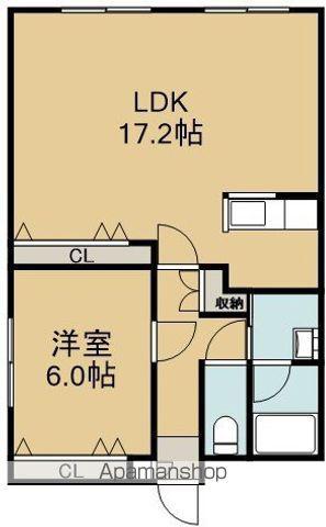 ガーデン人見(1LDK/3階)の間取り写真