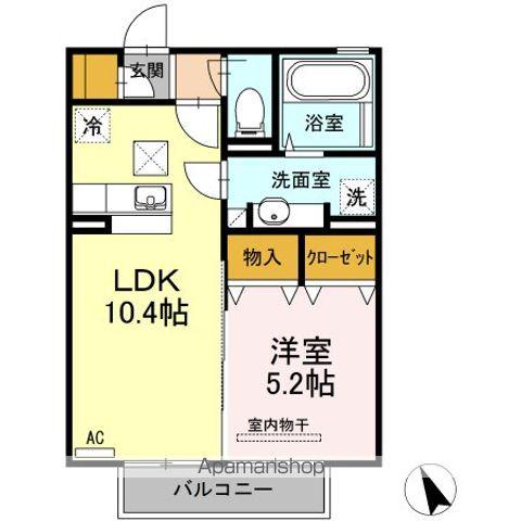 グランソレイユ伊勢(1LDK/1階)の間取り写真