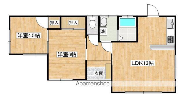 宮崎県都城市 1階建 築24年(2LDK)の間取り写真