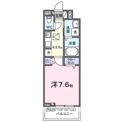 シャモット(1K/1階)の間取り写真