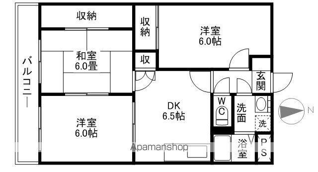 ユーミーあけぼの(3DK/1階)の間取り写真