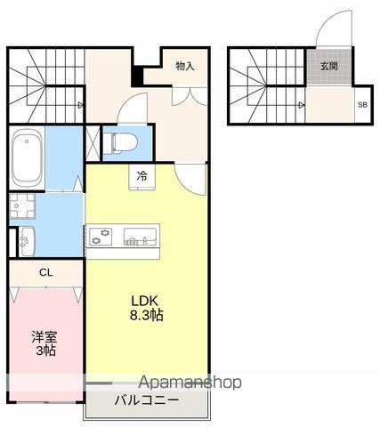 ヴィステリア子平町(1LDK/2階)の間取り写真