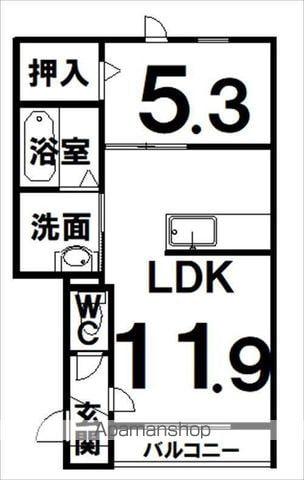 BERG・イースト(1LDK/1階)の間取り写真