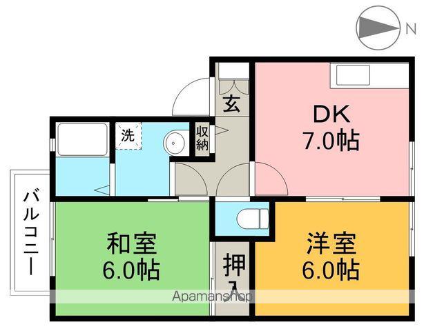 エステート六泉寺 B棟(2DK/2階)の間取り写真