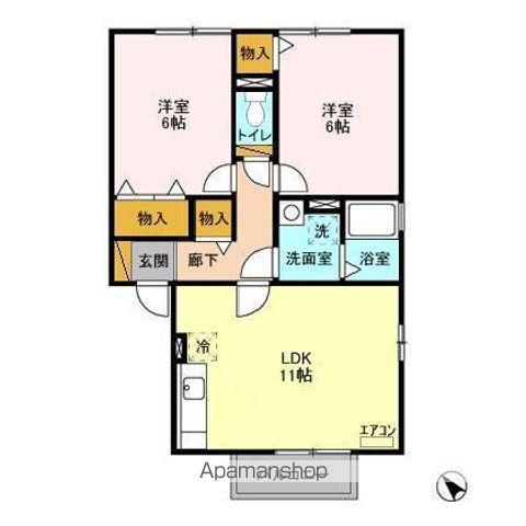 ハイツマールコリーナ(2LDK/2階)の間取り写真