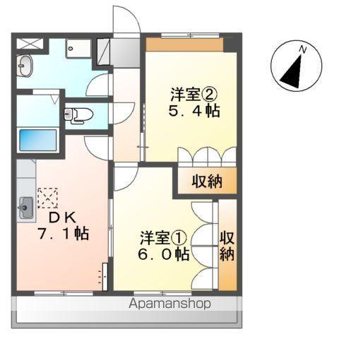 プロニティ(2DK/1階)の間取り写真