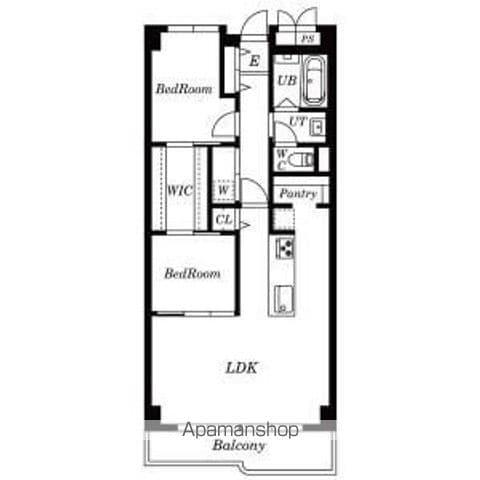 里水マンション A(2LDK/1階)の間取り写真