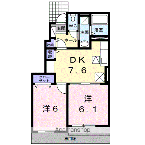 紀勢本線 藤並駅 徒歩12分 2階建 築7年(2DK/1階)の間取り写真