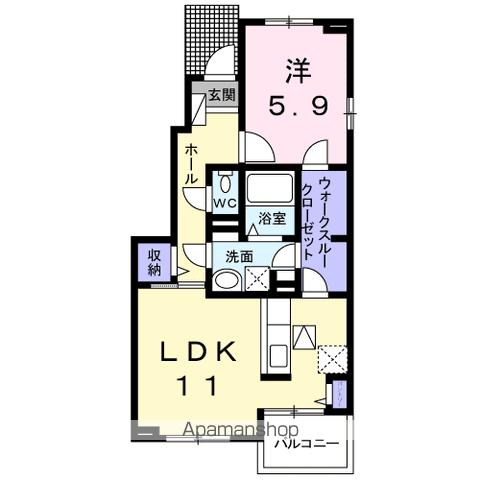 プロムナードⅢ(1LDK/1階)の間取り写真