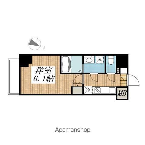 BANDOBASHI KNOTS(1K/2階)の間取り写真