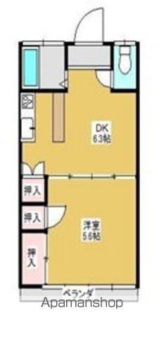 ベアパレス エンジョイ(1DK/2階)の間取り写真