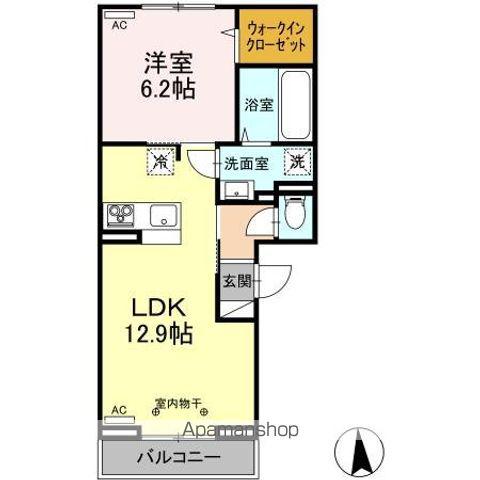 ガーデンコートA(1LDK/2階)の間取り写真