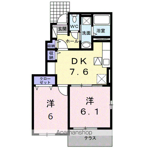J-WISH(2DK/1階)の間取り写真