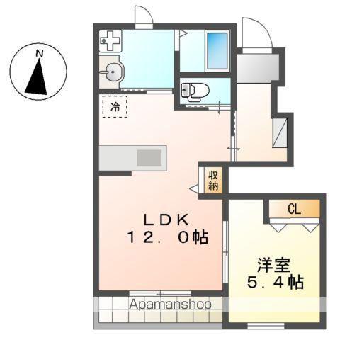 CALME BONHEUR1(1LDK/1階)の間取り写真