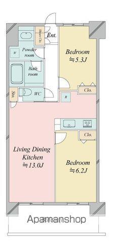 レジディア南千住(2LDK/6階)の間取り写真