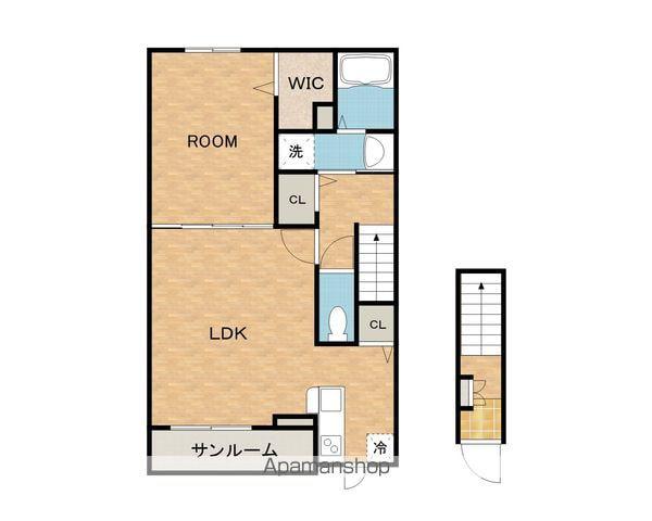 オリーブ羽倉崎 A棟(1LDK/2階)の間取り写真