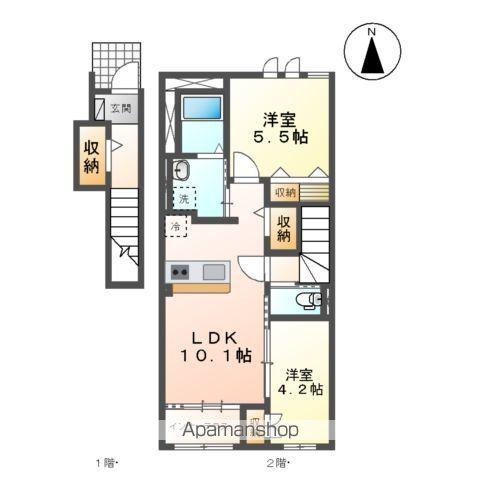 トリコロールⅡ(2LDK/2階)の間取り写真