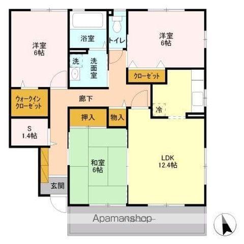 パティオE(3LDK/2階)の間取り写真