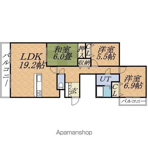 パシフィック近代美術館前(3LDK/1階)の間取り写真