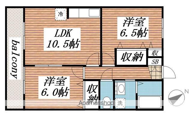 サンライズ万葉A棟(2LDK/1階)の間取り写真