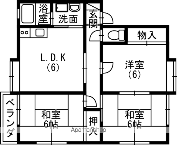 ハイツリップル(3DK/2階)の間取り写真