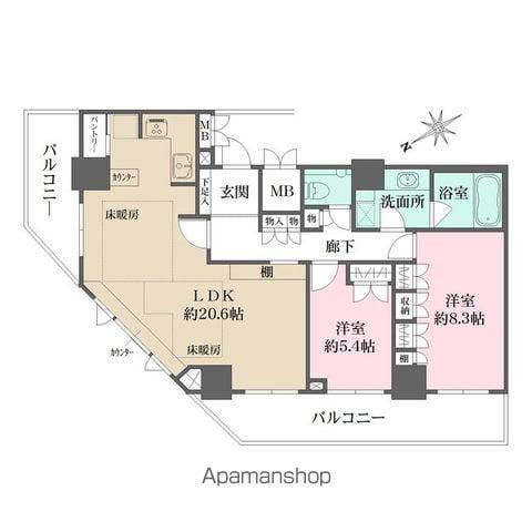 グランスイート千種タワー(2LDK/23階)の間取り写真