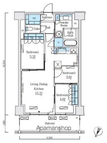 ロイヤルパークス赤羽ノース(3LDK/9階)の間取り写真