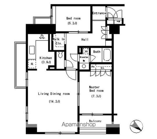 パークアクシス南麻布(2LDK/5階)の間取り写真