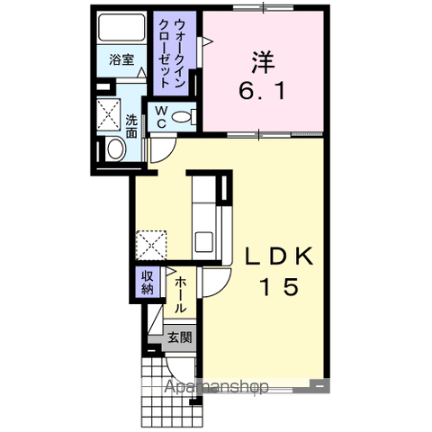 トラストⅡ(1LDK/1階)の間取り写真
