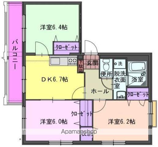 マンションピンクダイヤモンド(3DK/1階)の間取り写真