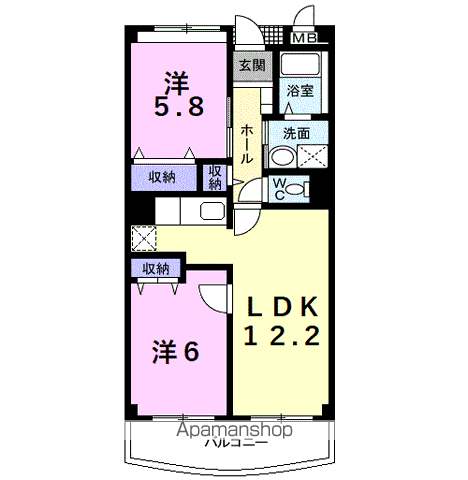 グランピア(2LDK/1階)の間取り写真