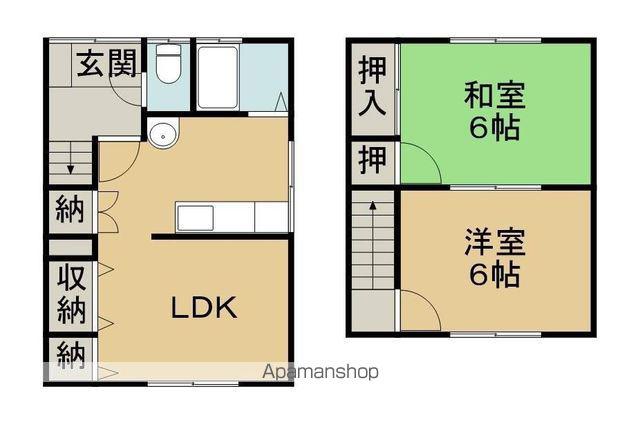 予讃線 新居浜駅 徒歩10分 2階建 築54年(2LDK)の間取り写真