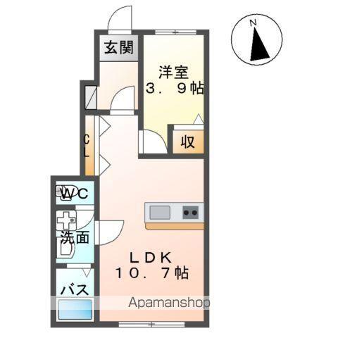 白河中山下アパートB(1LDK/1階)の間取り写真