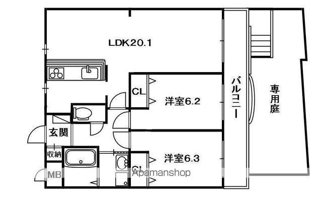 ヴァーナルⅣ(2LDK/1階)の間取り写真