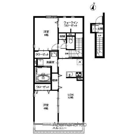 コンフォール片坪(2LDK/2階)の間取り写真