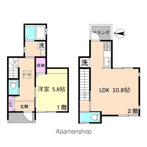 山手線 駒込駅 徒歩9分 2階建 築53年(1LDK)の間取り写真