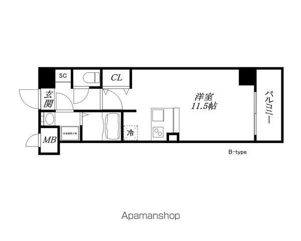 NS大津ビル(ワンルーム/8階)の間取り写真