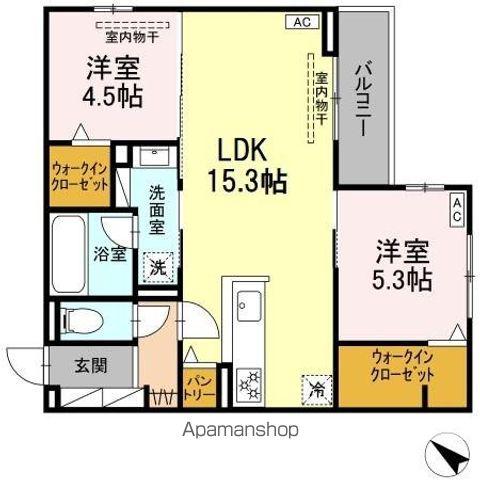 D CREST 北安東4丁目(2LDK/3階)の間取り写真