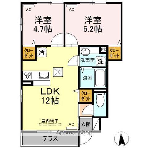 アヴェニール(2LDK/1階)の間取り写真