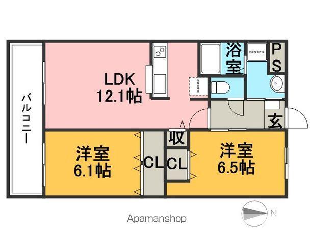 ビレッジあじき(2LDK/4階)の間取り写真