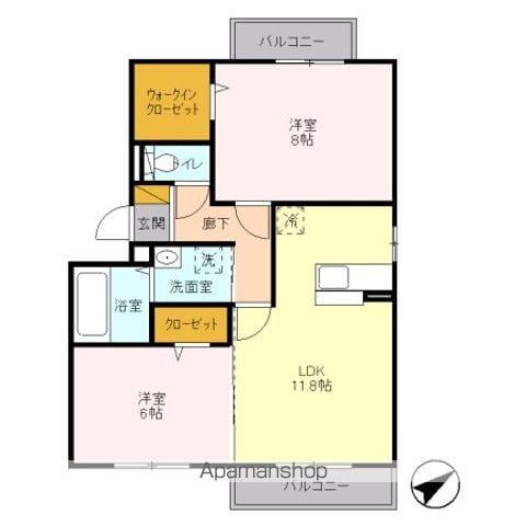エスペランサ昭和(2LDK/2階)の間取り写真