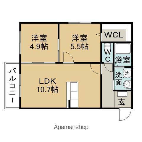 愛知県尾張旭市 3階建 築11年(2LDK/1階)の間取り写真