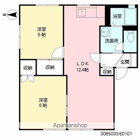 ハイラーク甘木E(2LDK/1階)の間取り写真