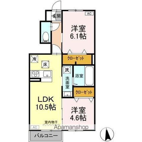 グランメールⅡ(2LDK/1階)の間取り写真