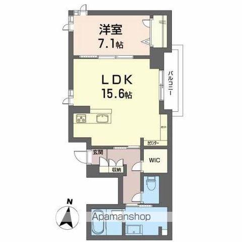 ベレオ花京院(1LDK/2階)の間取り写真