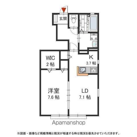 ソフィアB棟(1LDK/1階)の間取り写真