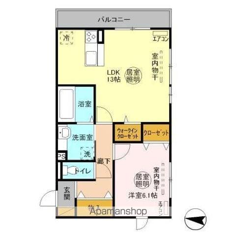 ラ・ドルチェヴィータ B(1LDK/2階)の間取り写真